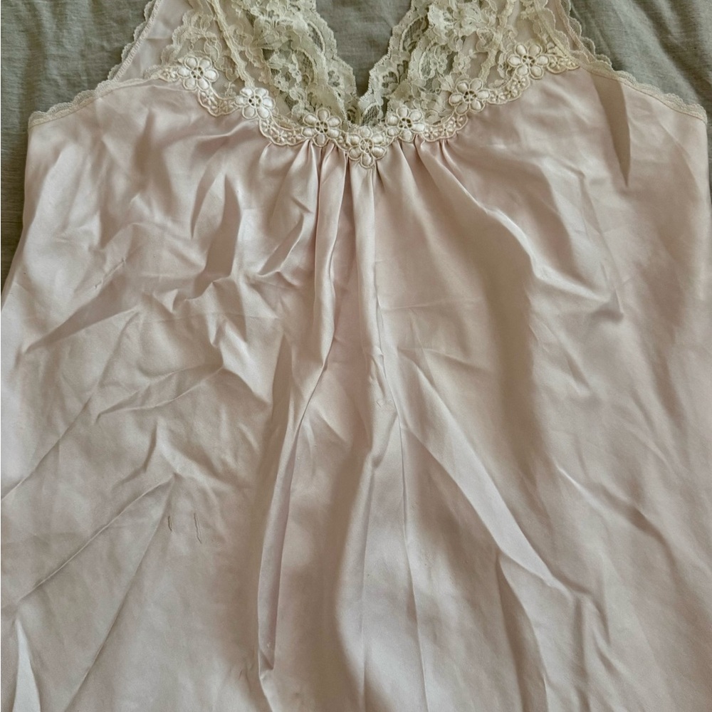 Christian Dior Vintage Baby Pink Satin Lace maxi Nightgown